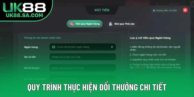 Quy trình thực hiện đổi thưởng chi tiết
